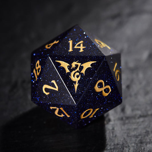 Ensemble de dés DnD D&amp;D en pierre précieuse de grès bleu Galaxy Dice Moon