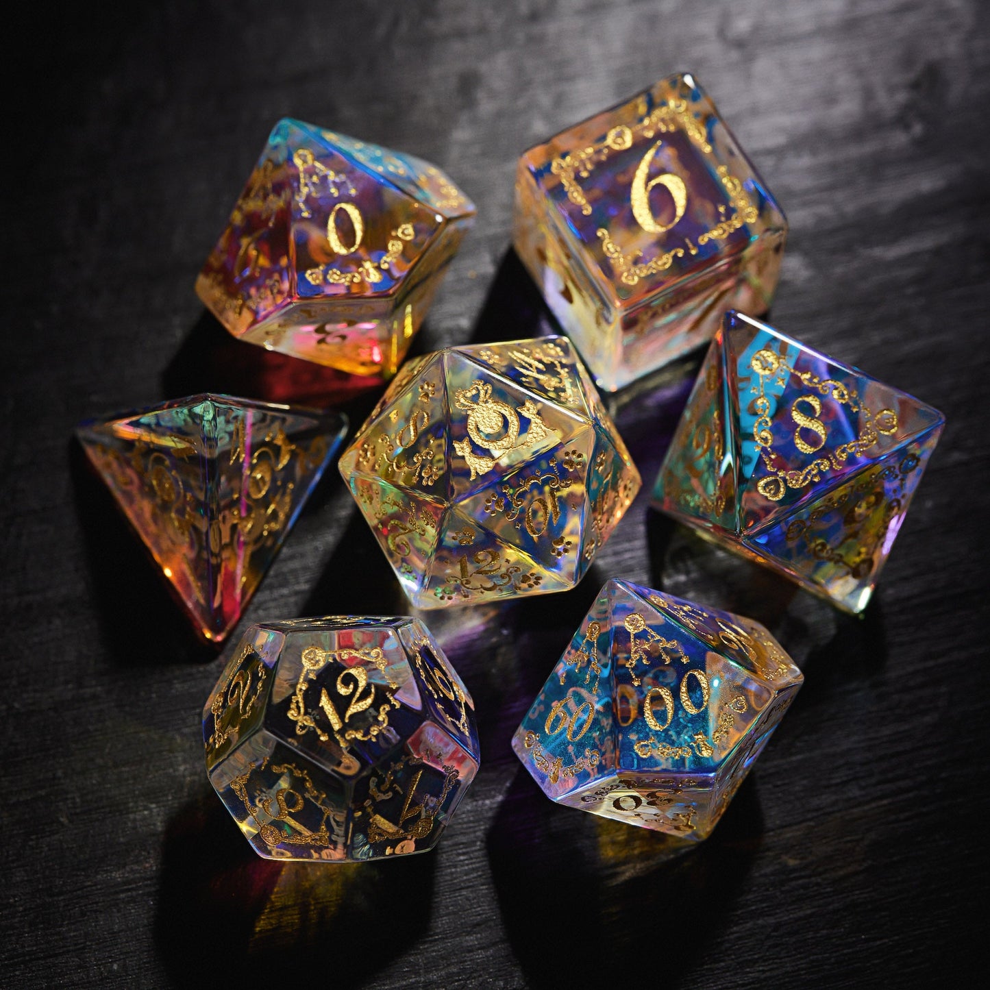 Fantastic Glass The Black Cat Luna in the Sailor Moon Series Motif DnD D&D Dice Set