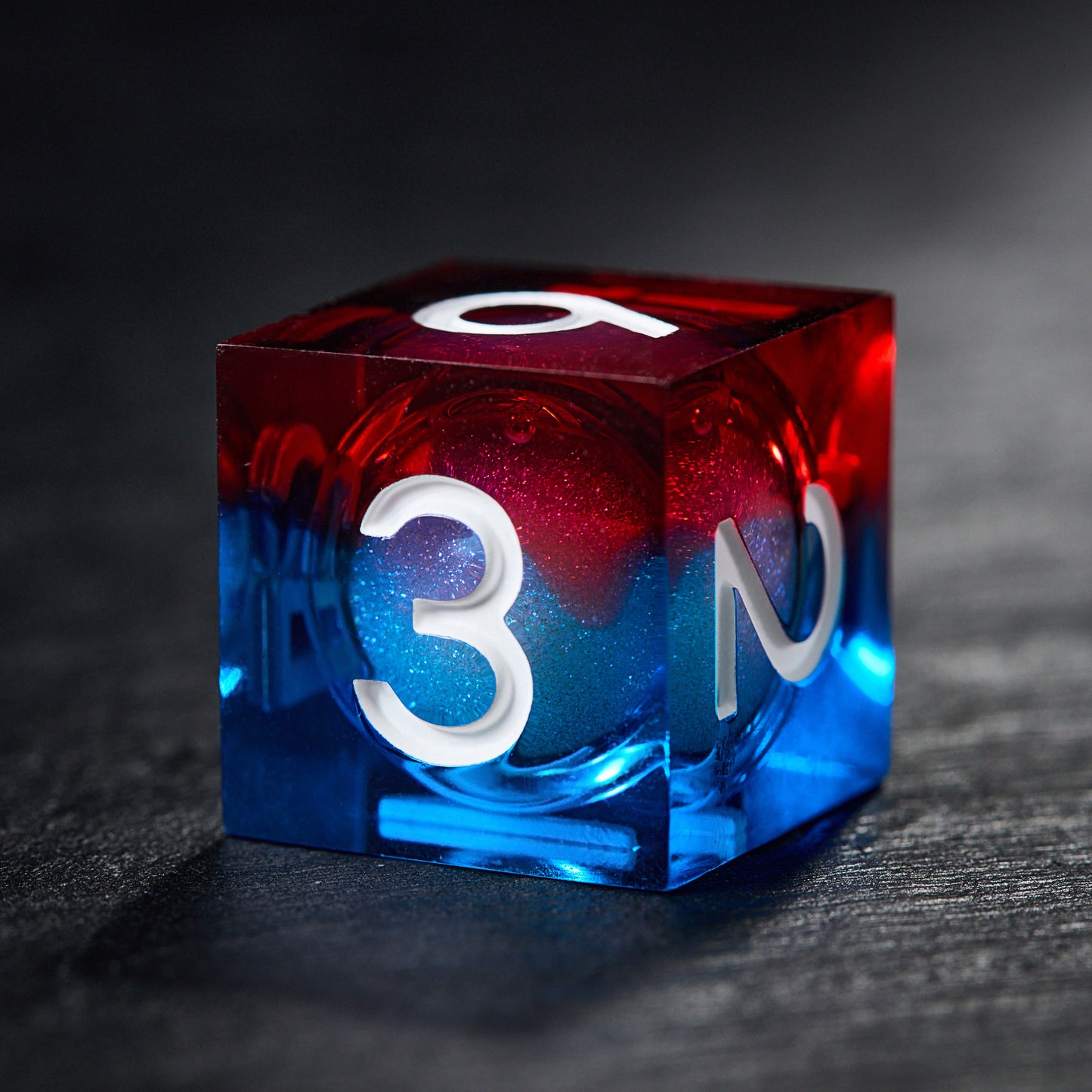 Blue Galaxy Liquid Core Resin Mario Mushroom DnD D&D Dice Set