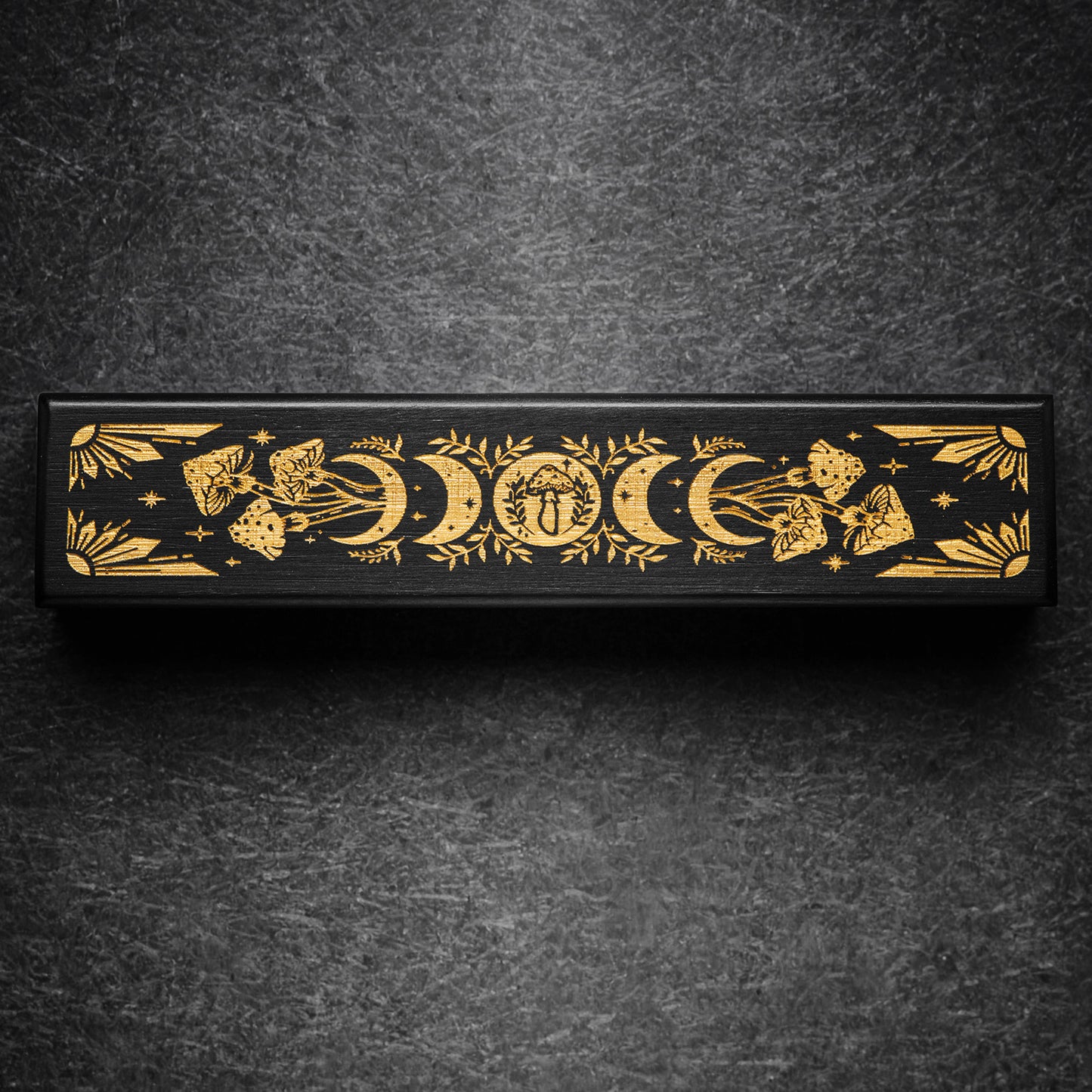 Black Wood Starry Moon Mushroom Motif DnD D&D Dice Box