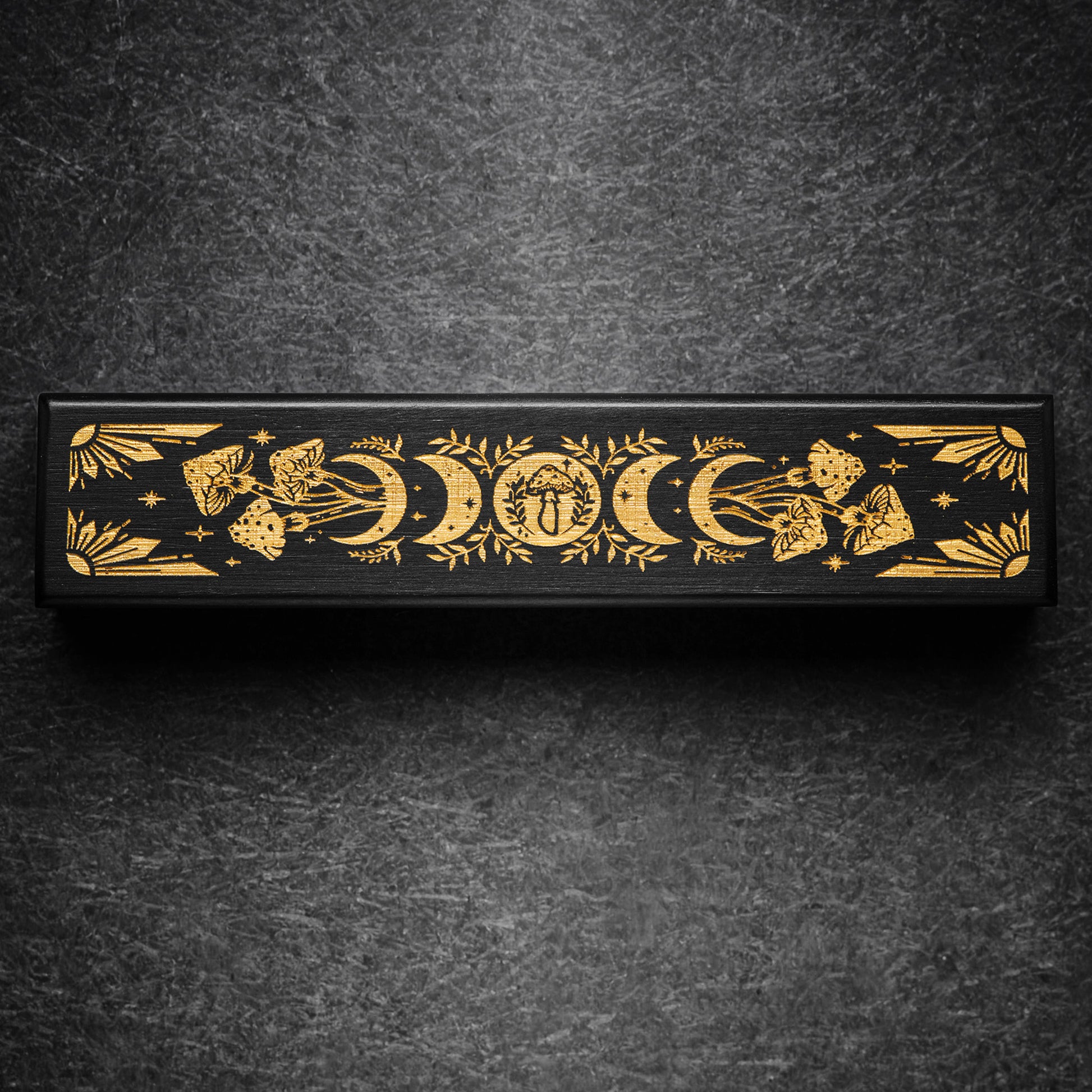 Black Wood Starry Moon Mushroom Motif DnD D&D Dice Box