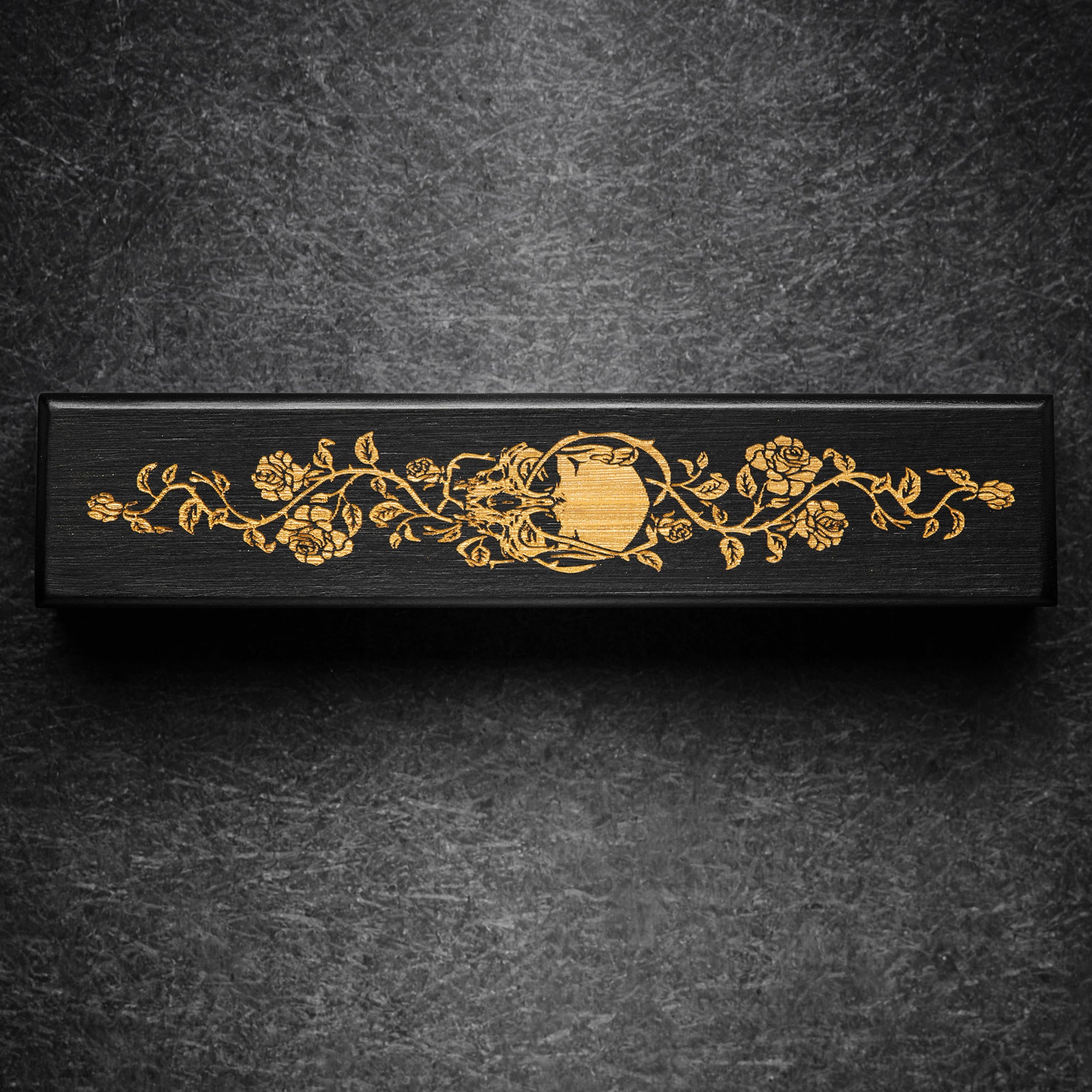 Black Wood Thorny Rose Skull Motif DnD D&D Dice Box