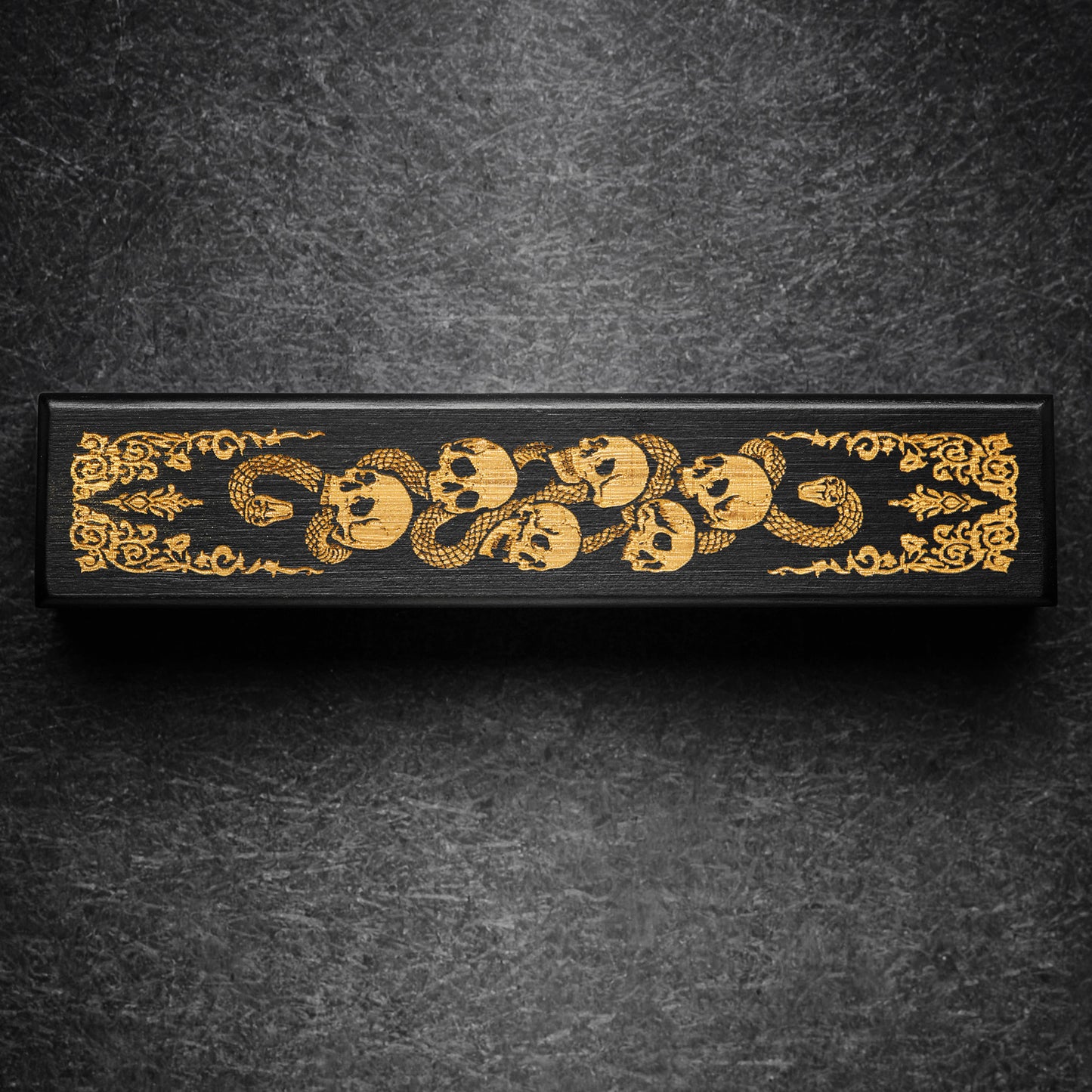 Black Wood Skulls and Snakes Motif DnD D&D Dice Box