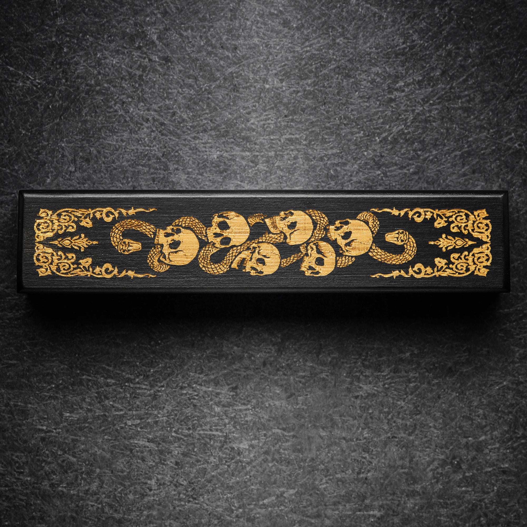 Black Wood Skulls and Snakes Motif DnD D&D Dice Box