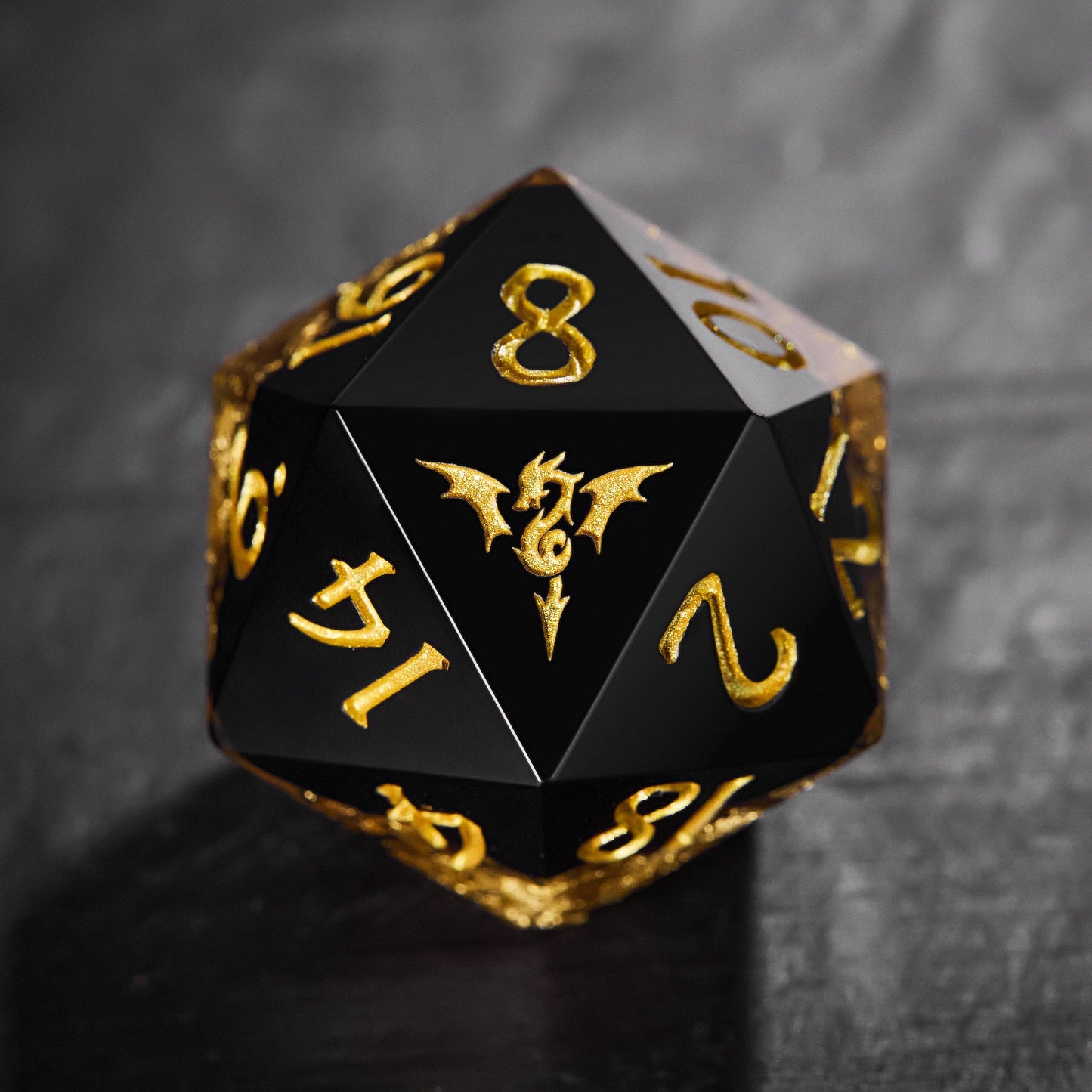 Schwarzes Blattgold DnD D&amp;D Würfelset