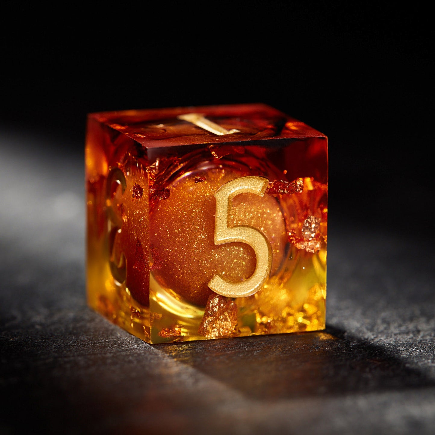 Yellow Sand Liquid Core Resin Dice Set