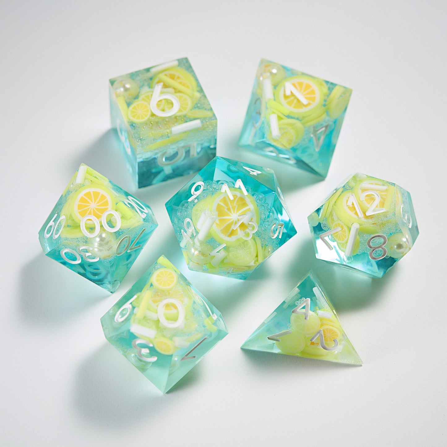 Lemon Soda Resin DnD D&D Dice Set