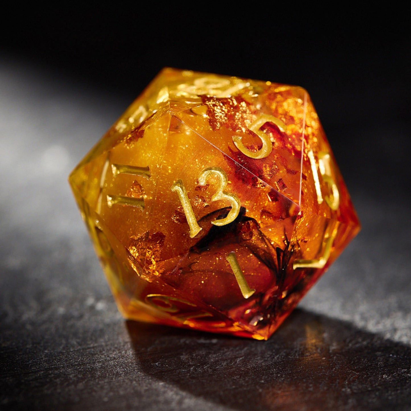 Yellow Sand Liquid Core Resin Dice Set