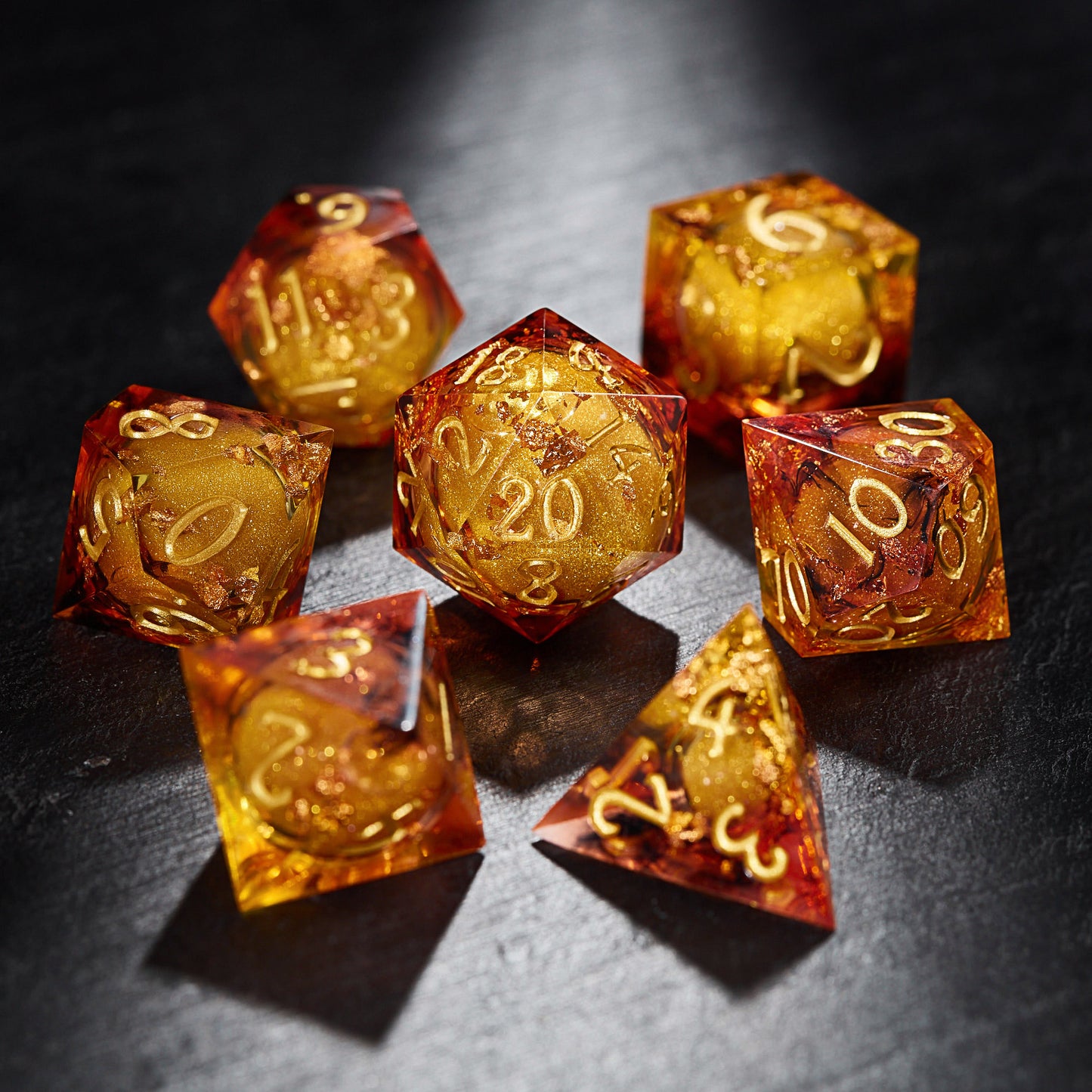 Yellow Sand Liquid Core Resin Dice Set