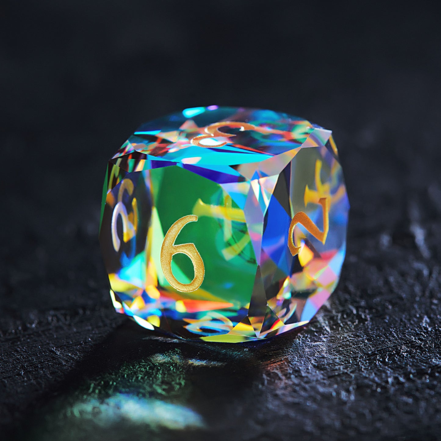 Multifaceted Fantastic Glass Moon DnD D&D Dice Set