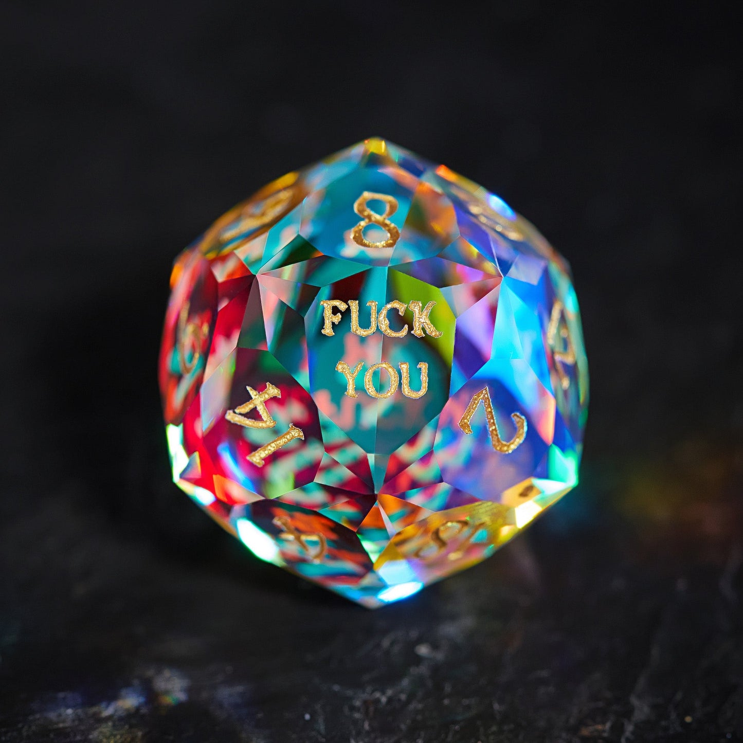 Multifaceted Fantastic Glass F word DnD D&D Dice Set