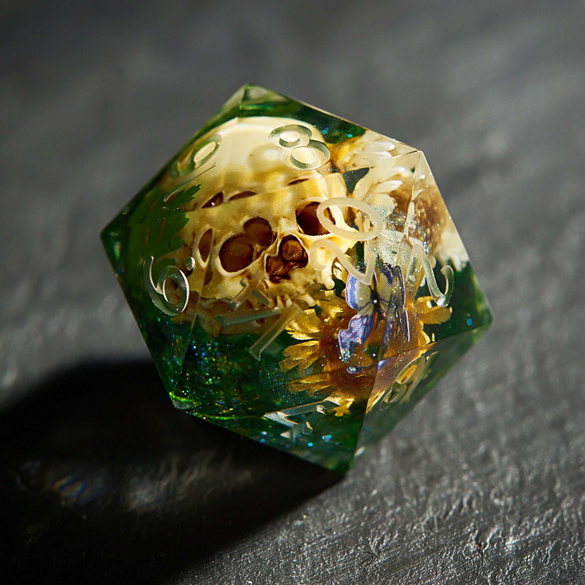Flower Skull Butterfly Dice - CrystalMaggie