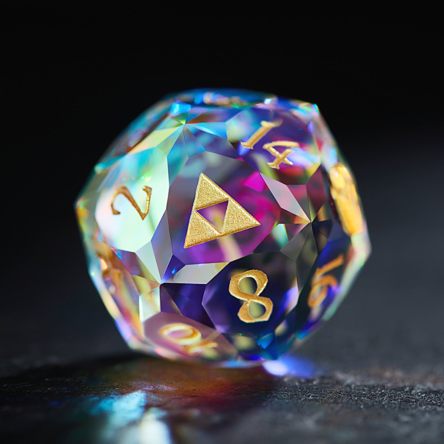 Multifaceted Fantastic Glass All Zelda DnD D&D Dice Set