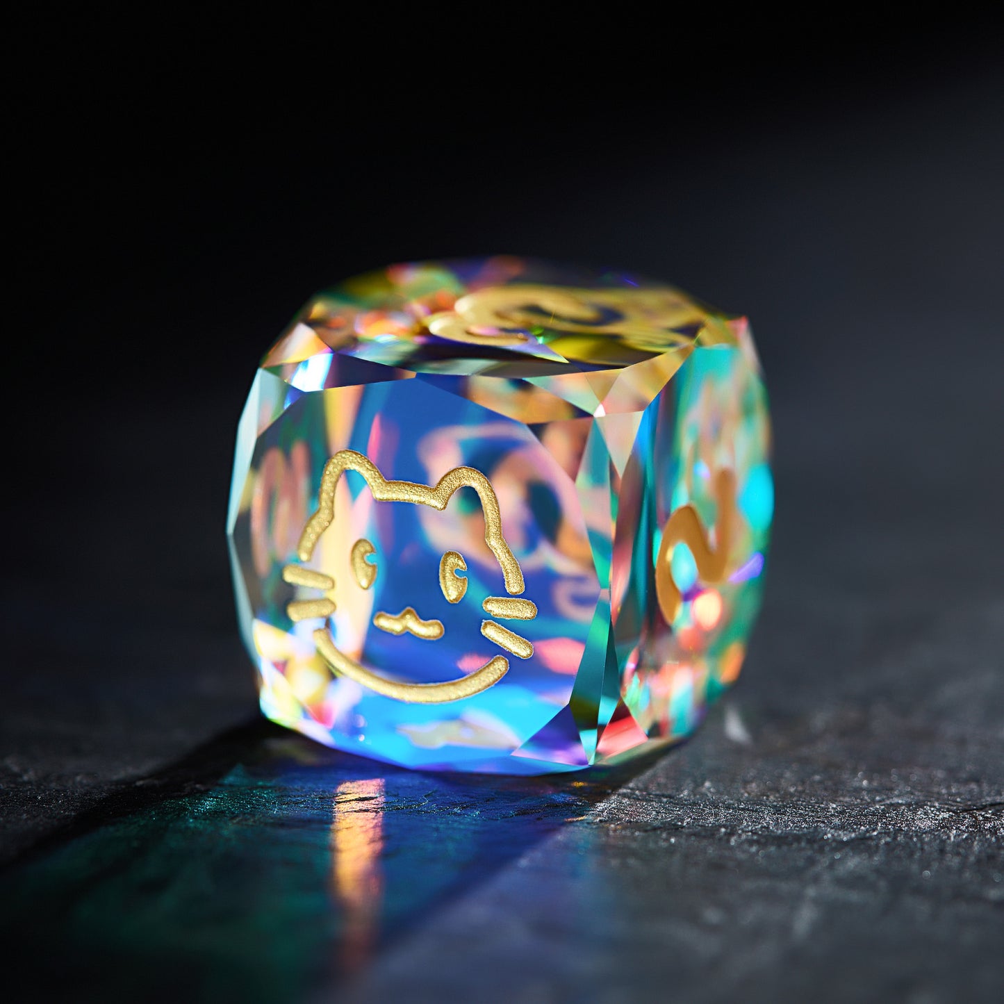 Multifaceted Fantastic Glass Cat Butt DnD D&D Dice Set