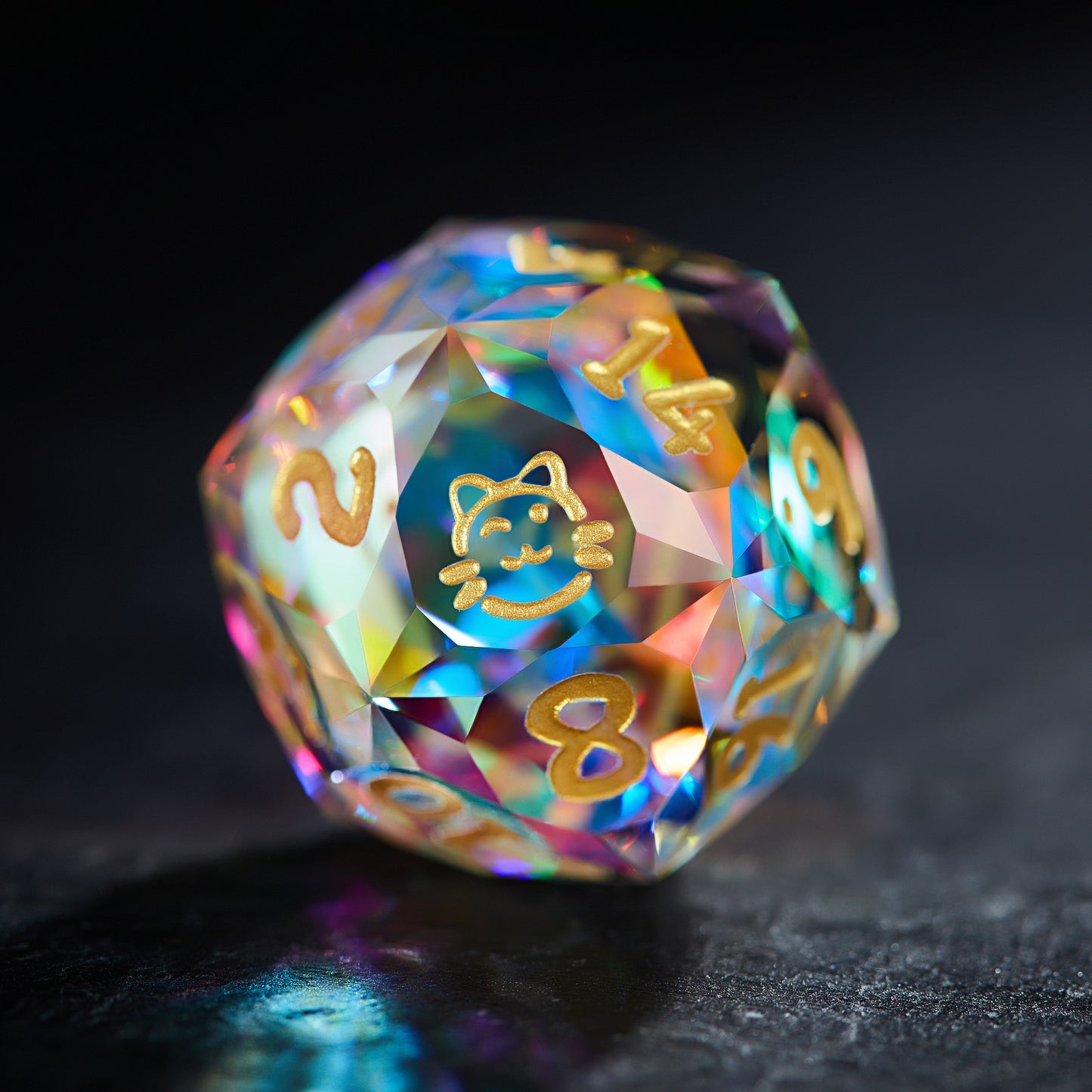 Multifaceted Fantastic Glass Cat Butt DnD D&D Dice Set