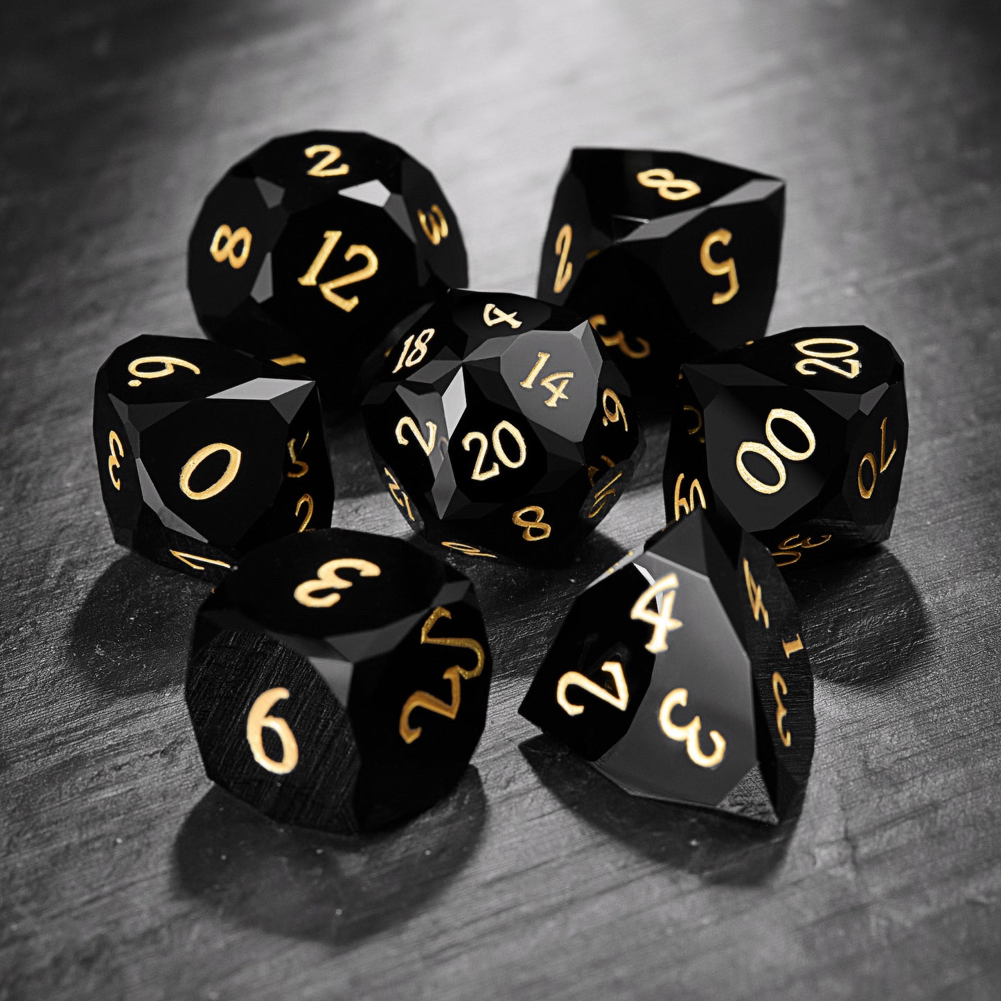 Schwarzer Obsidian Edelstein DnD D&amp;D Set