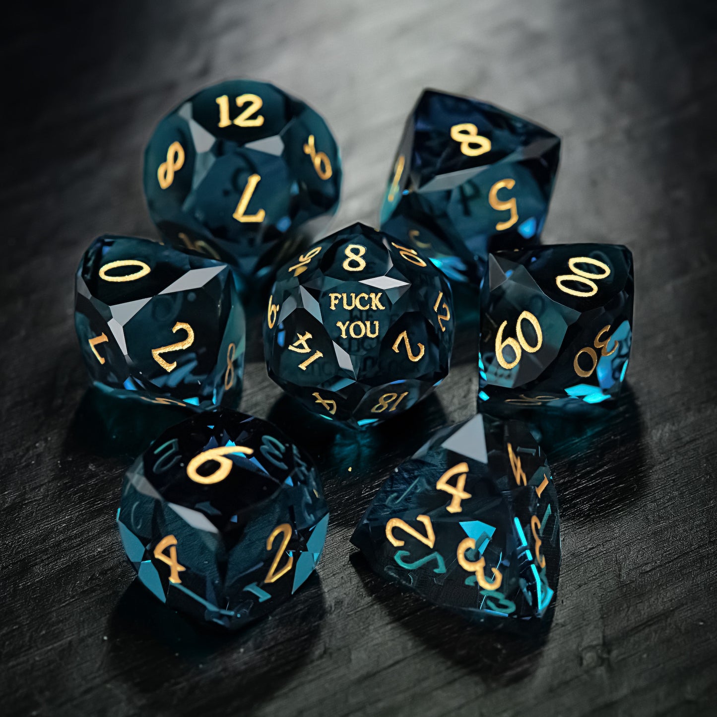 Schwarzer Obsidian Edelstein DnD D&amp;D Set