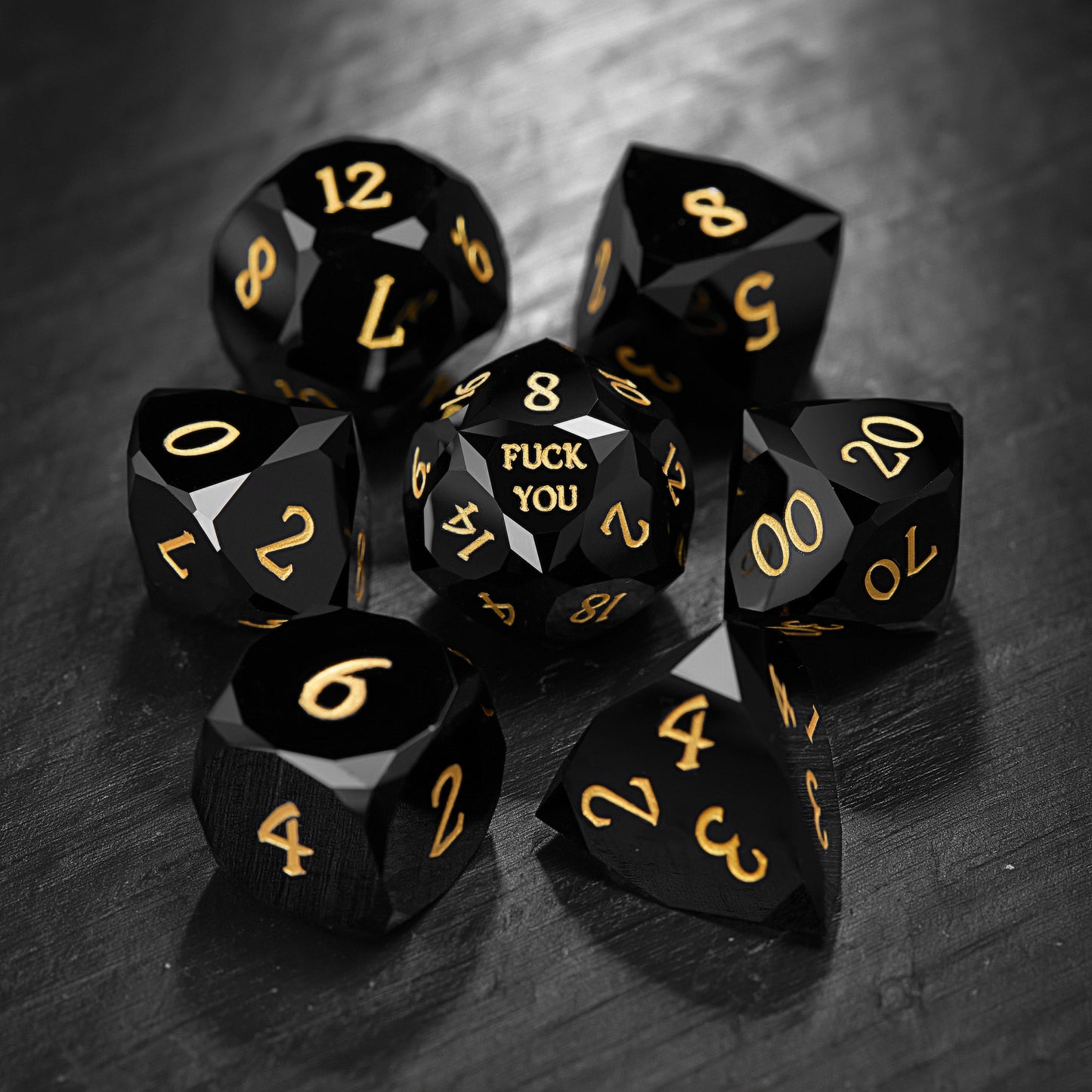 Schwarzer Obsidian Edelstein DnD D&amp;D Set