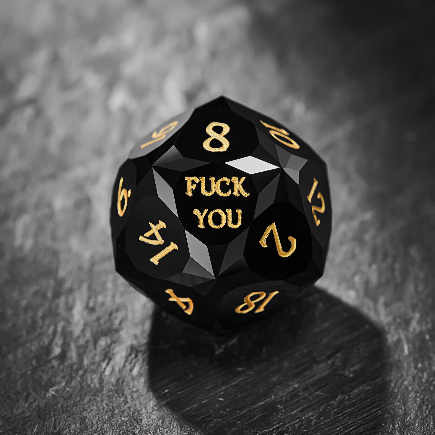 Multifaceted Black Obsidian Gemstone F Word DnD D&D Dice Set