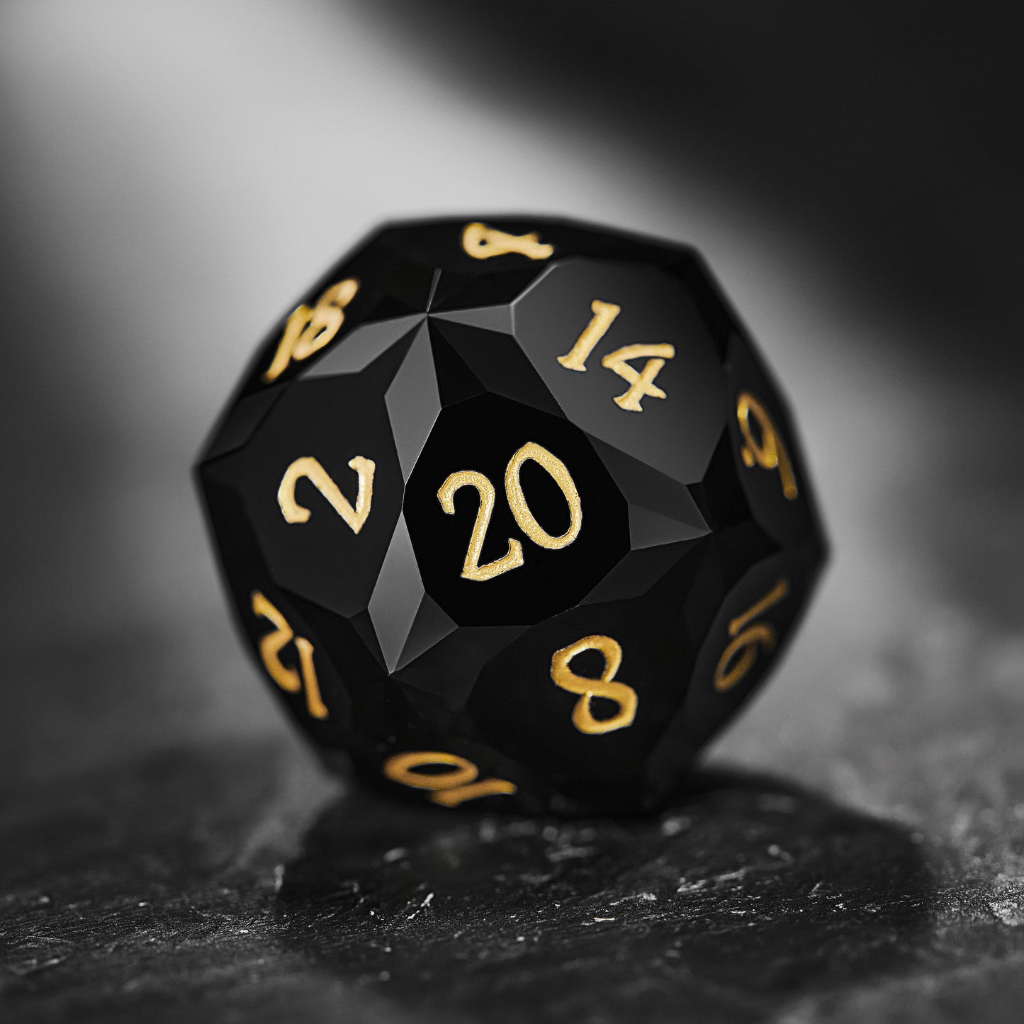 Multifaceted Black Obsidian Gemstone DnD D&D Dice Set