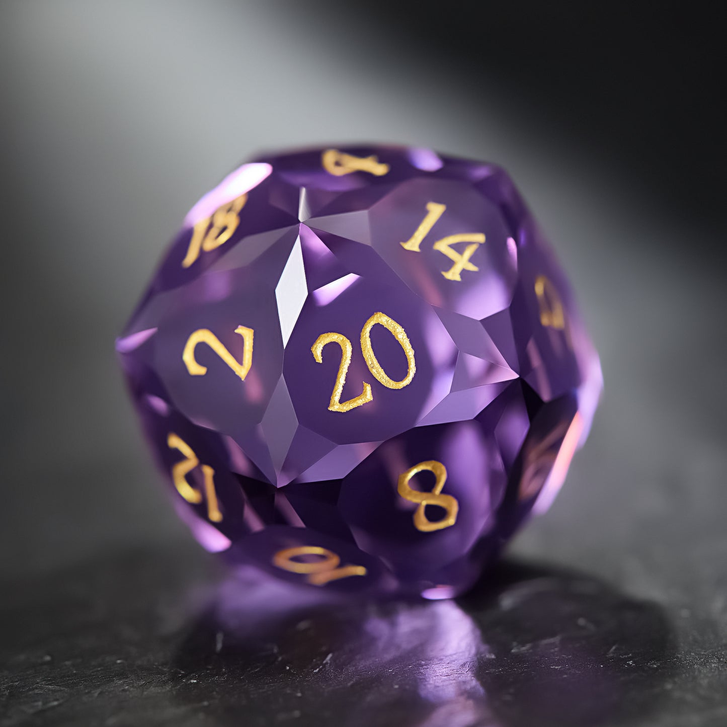 Multifaceted Purple Glass DnD D&D Dice Set