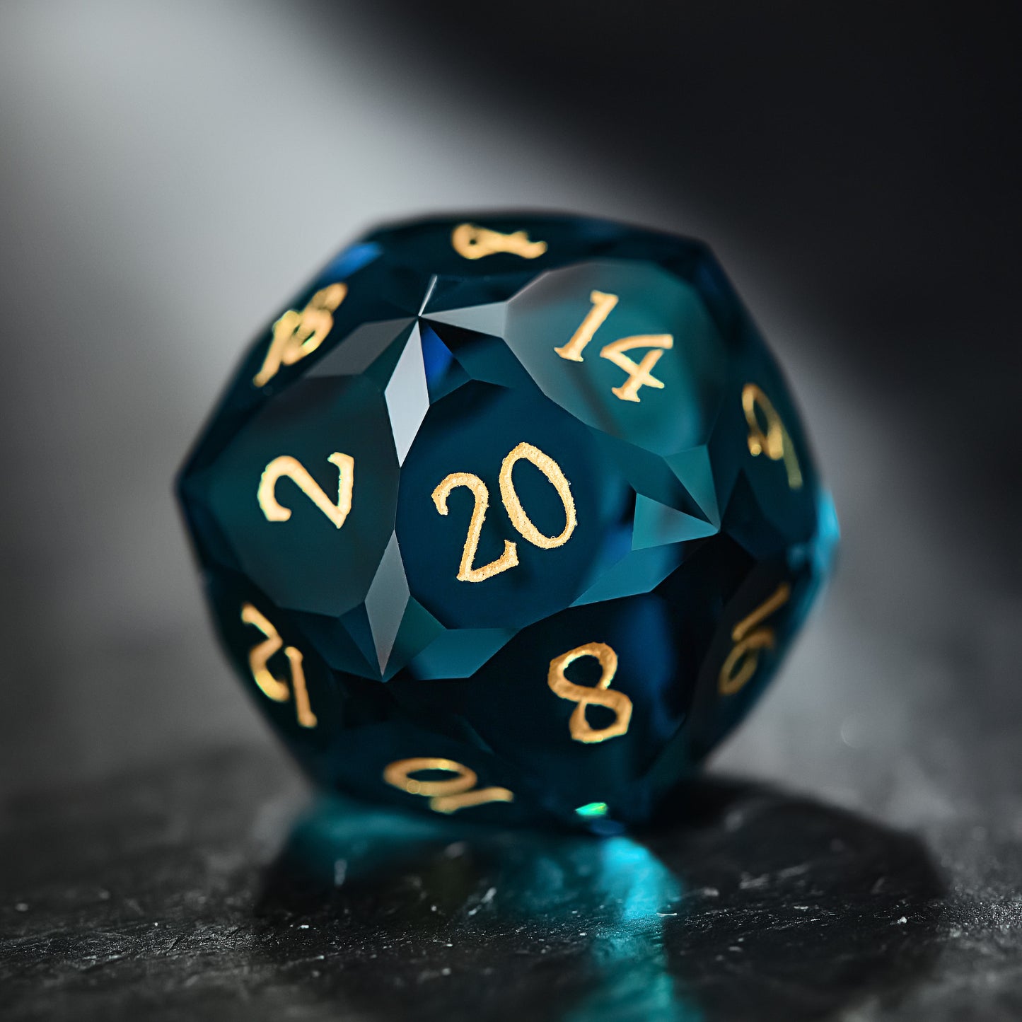 Multifaceted Dark Blue Glass DnD D&D Dice Set