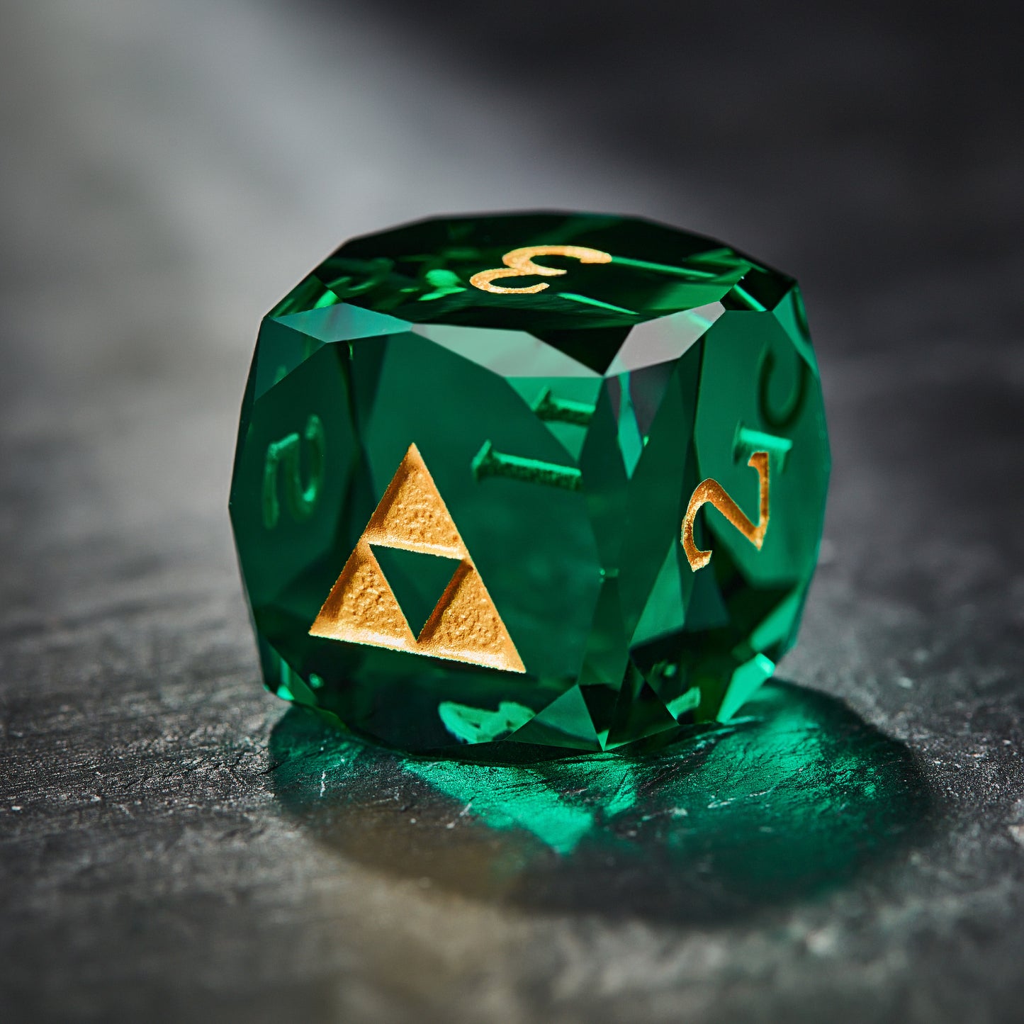 Multifaceted Green Glass All Zelda DnD D&D Dice Set