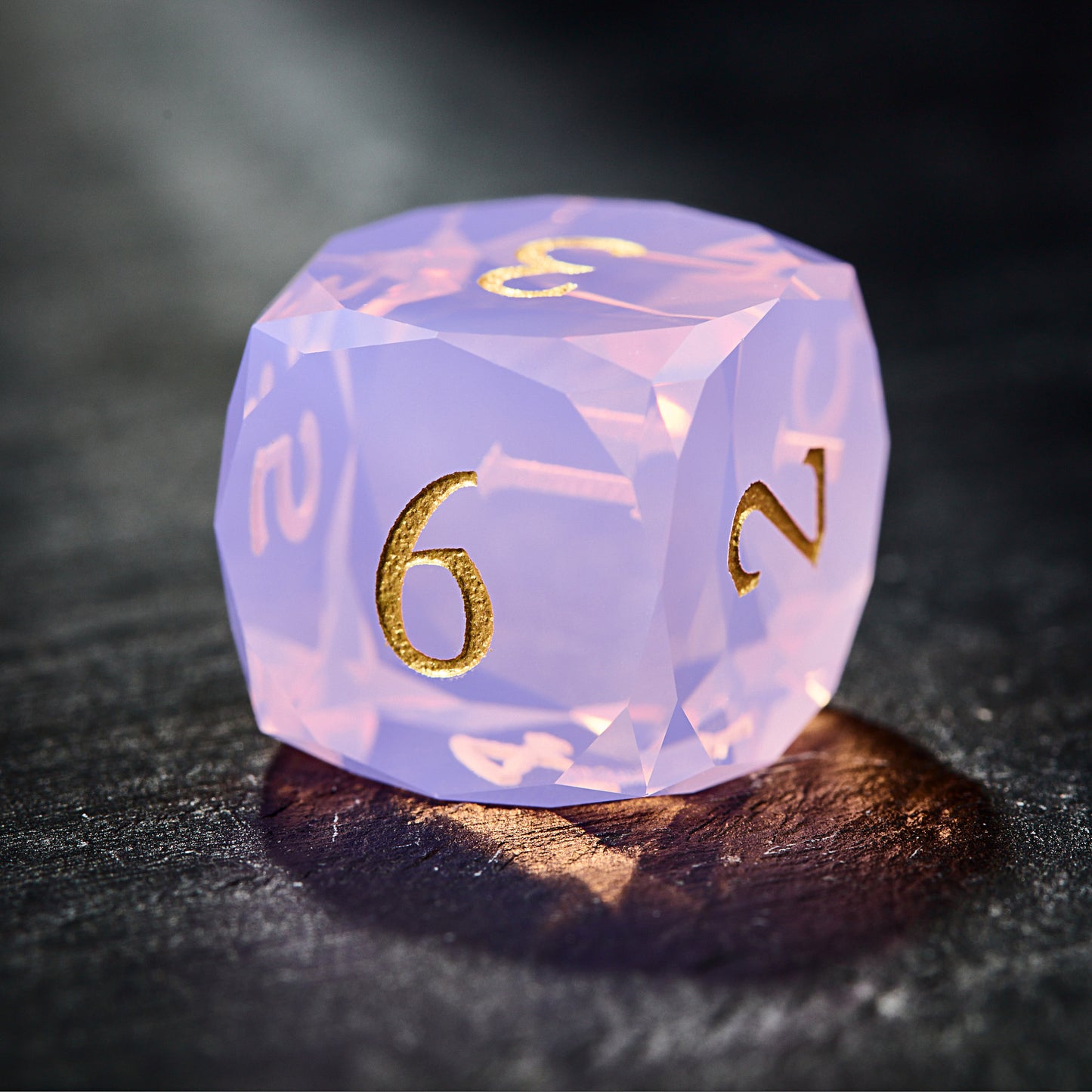 Multifaceted Pink Opalite Gemstone DnD D&D Dice Set