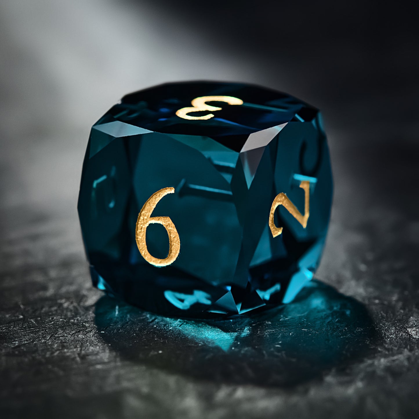 Multifaceted Dark Blue Glass DnD D&D Dice Set