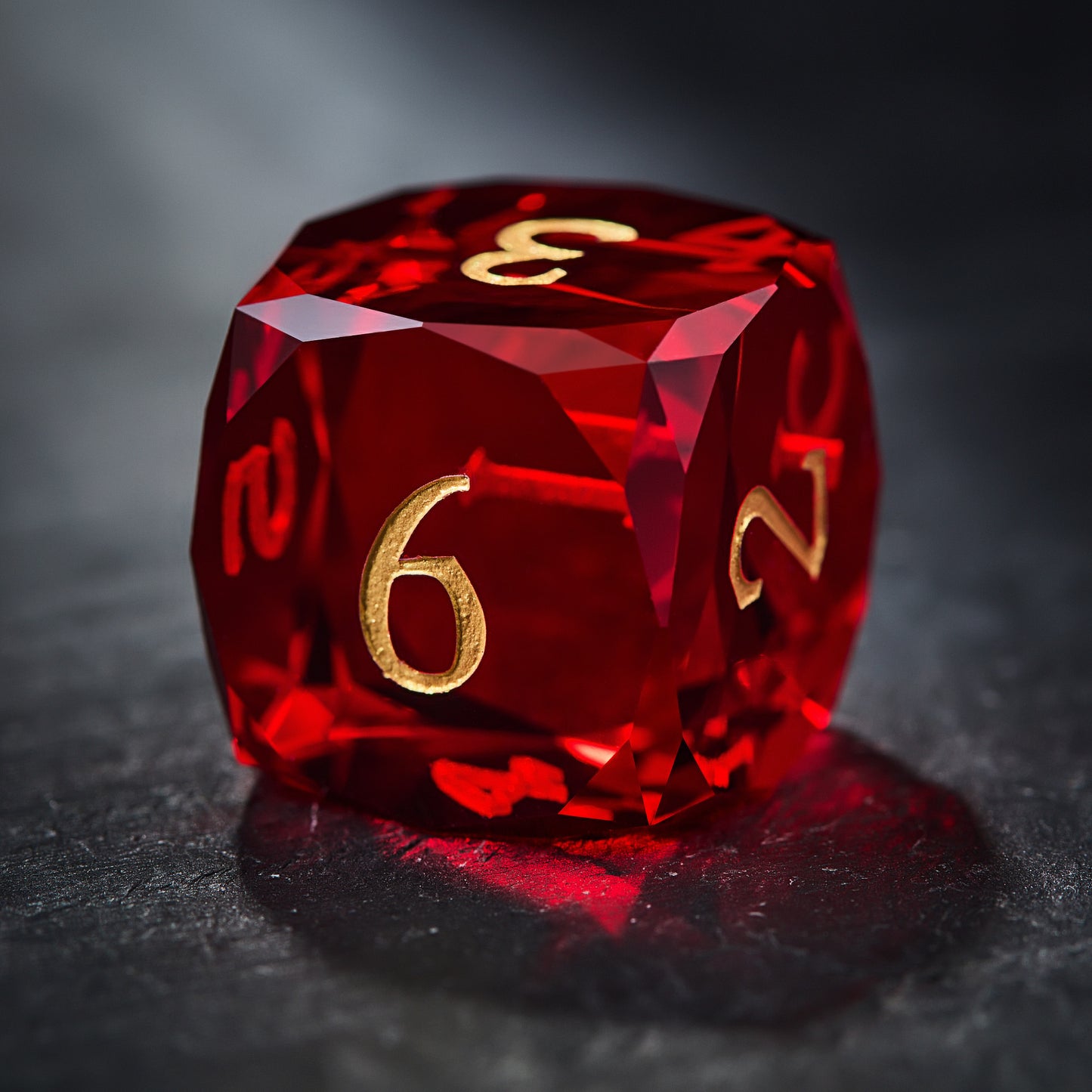 Multifaceted Blood Red Glass DnD D&D Dice Set