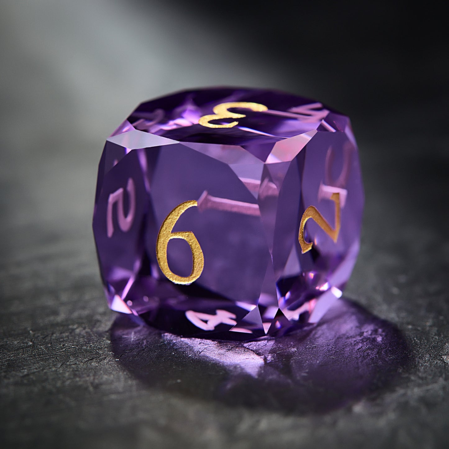 Multifaceted Purple Glass DnD D&D Dice Set