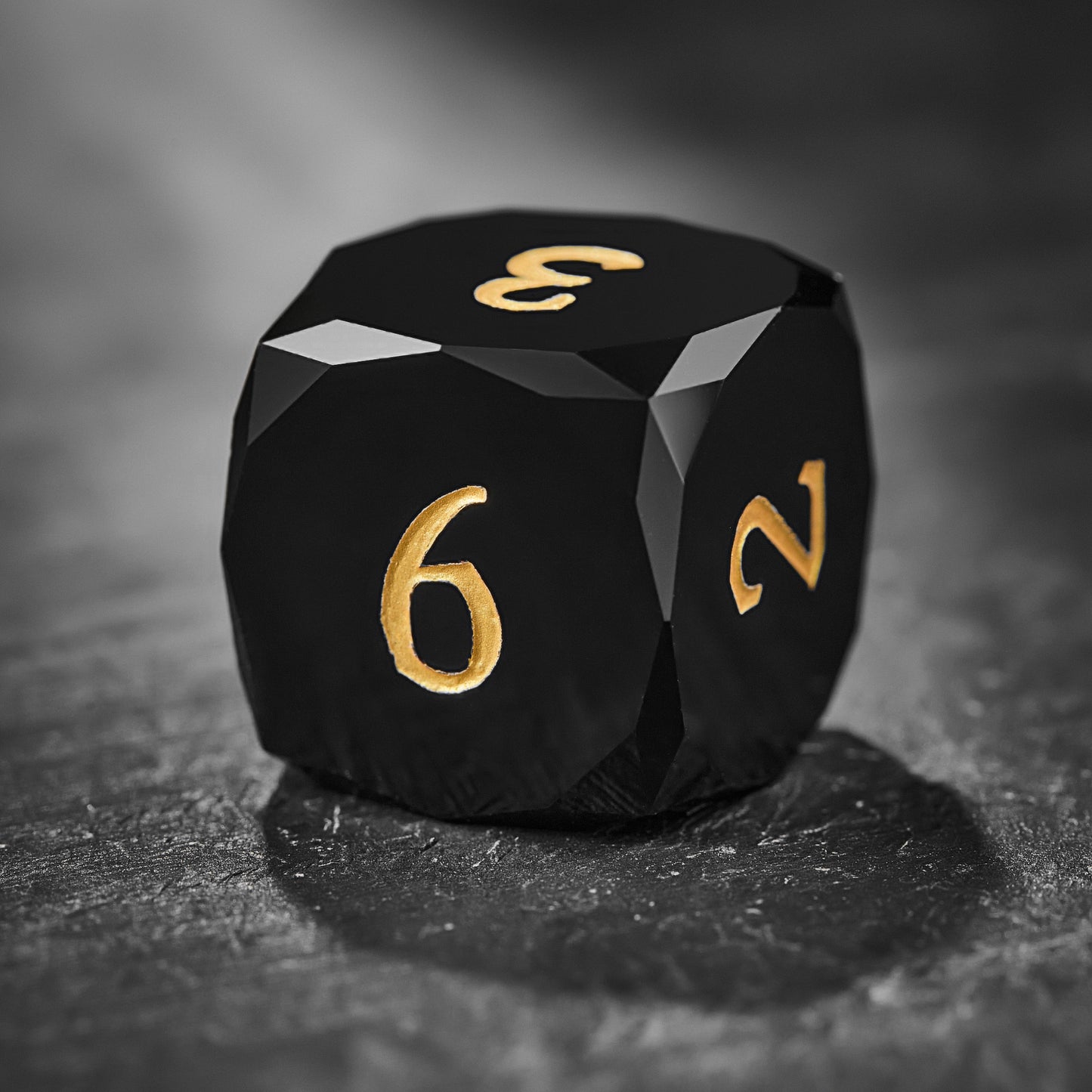 Multifaceted Black Obsidian Gemstone DnD D&D Dice Set