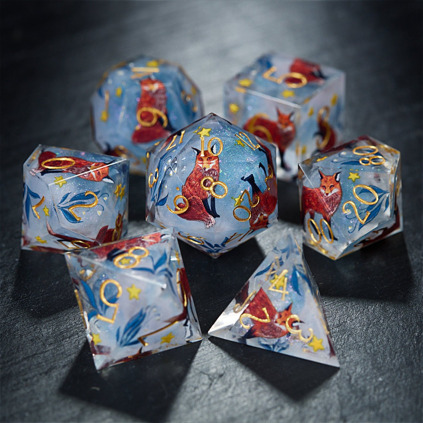 Foxes Resin DnD D&D Dice Set