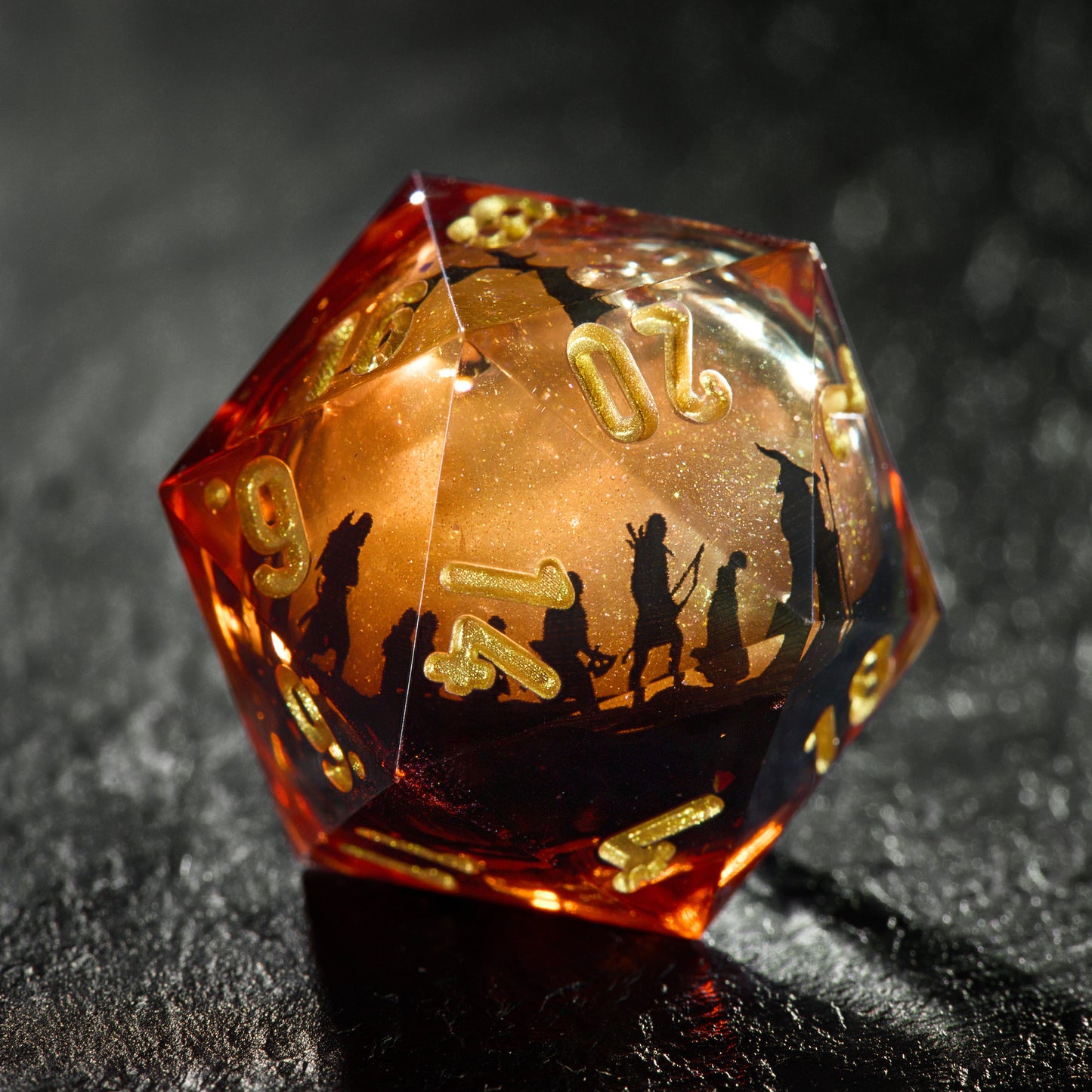 Flying Dragon Expedition Team Orange Red Liquid Core Dice