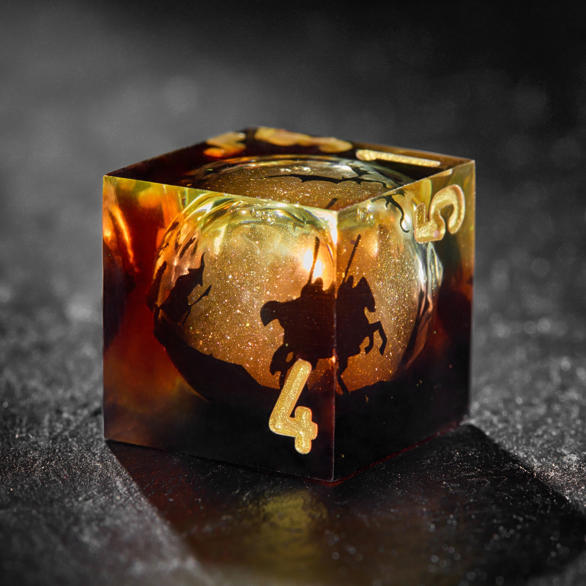 Flying Dragon Expedition Team Orange Red Liquid Core Dice - CrystalMaggie
