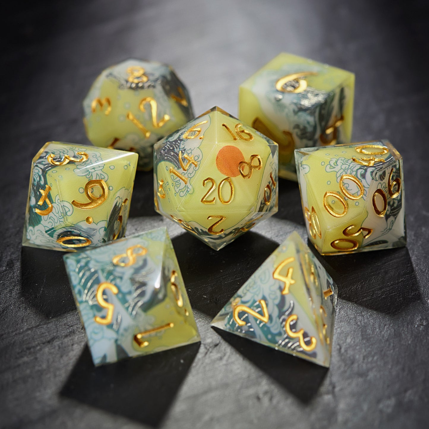 Moving Waves Resin DnD D&D Dice Set