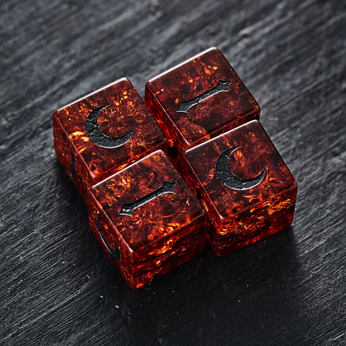 Red Lightning Glass Fudge Dice Fate Dice D6