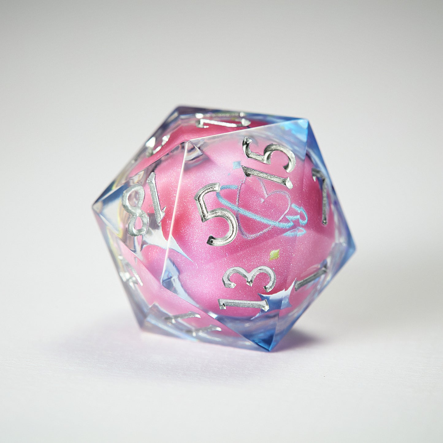 Astrology Pink Liquid Core Resin DnD D&D Dice Set