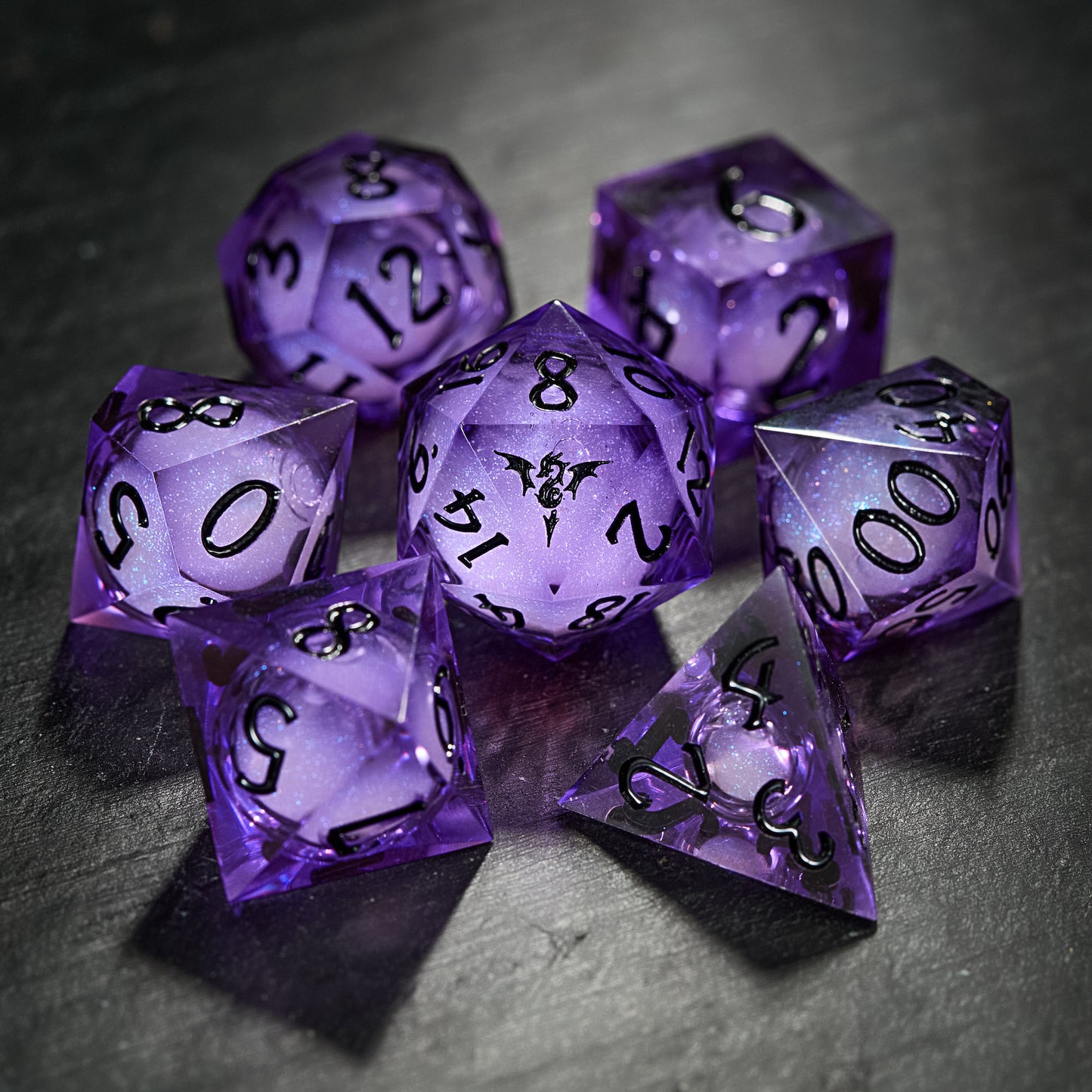 Lila Liquid Core Galaxy DnD D&amp;D Würfelset