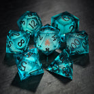 Blue Green Liquid Core Resin Cthulhu Dice - CrystalMaggie