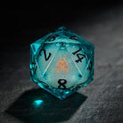 Blue Green Liquid Core Resin Cthulhu Dice - CrystalMaggie