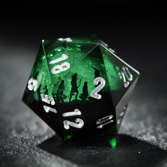 Fellowship of the Ring-inspired Green Liquid Core Resin Dice - CrystalMaggie