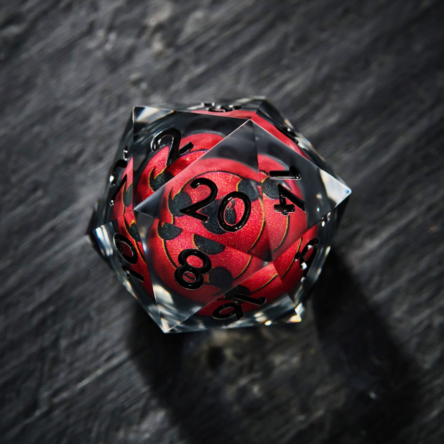 Floating Red Sharingan Eye Liquid Core Resin DnD D&D Dice Set