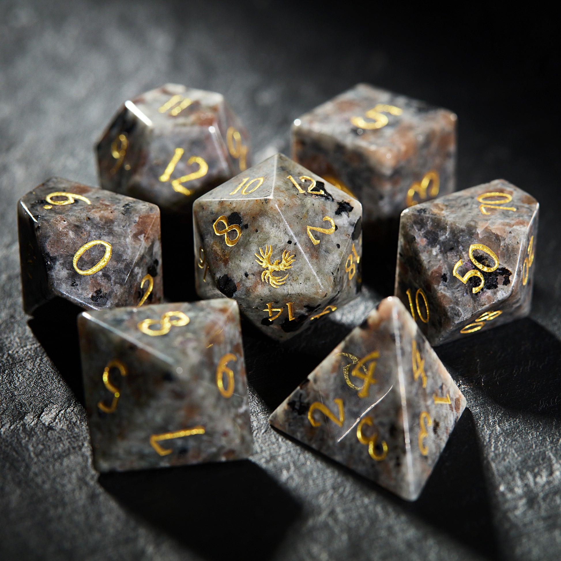 Yooperlite UV Reactive Gemstone Phoenix DnD D&D Dice Set