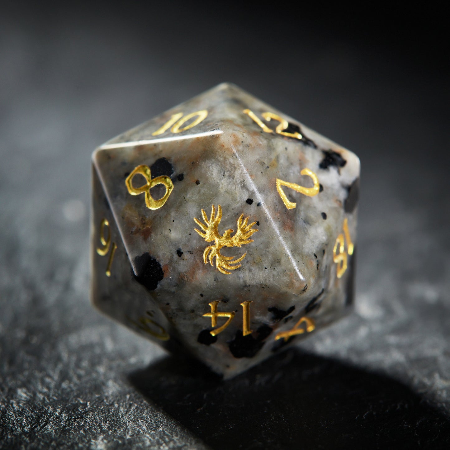 Yooperlite UV Reactive Gemstone Phoenix DnD D&D Dice Set