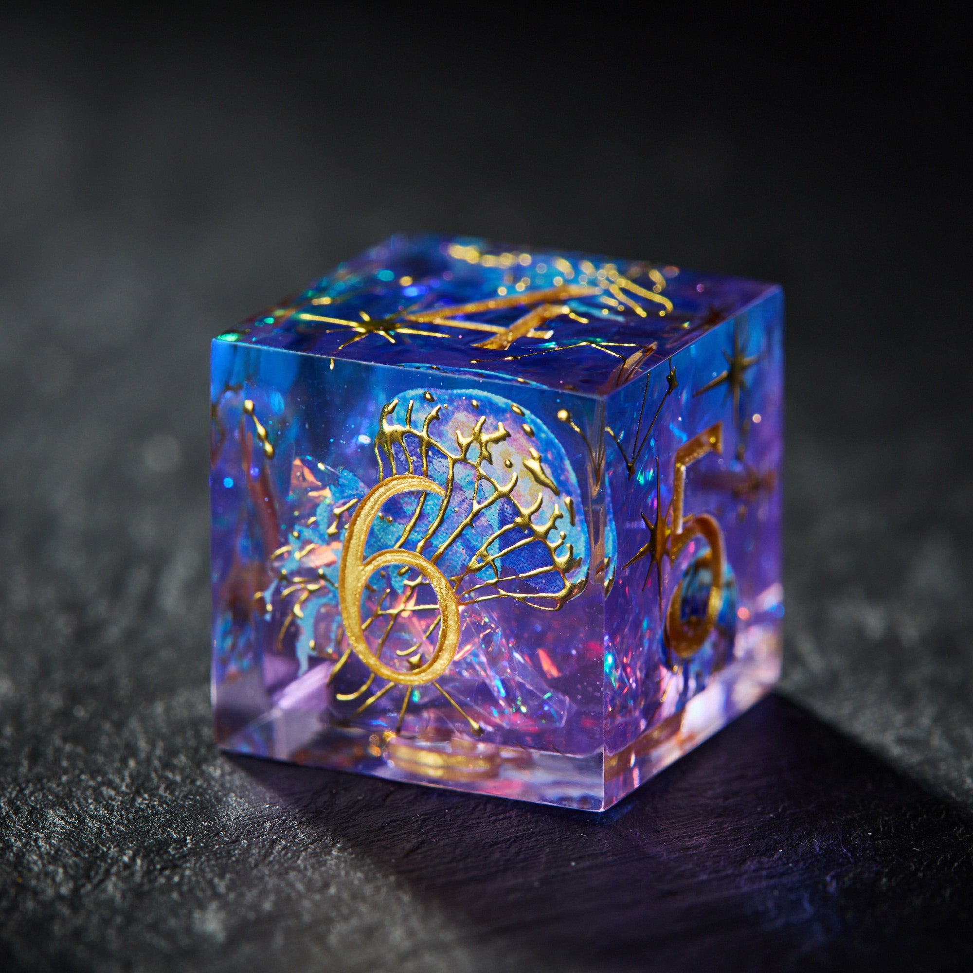 Purple Blue Glitter Jellyfish Dice - CrystalMaggie