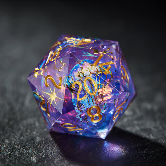 Purple Blue Glitter Jellyfish Dice - CrystalMaggie