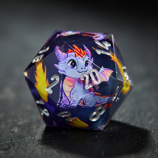Fire-Breathing Dragon Purple Black Dice