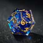 Cracks of Gold  Blue Glitter Dice - CrystalMaggie