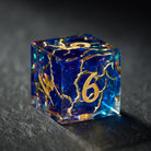Cracks of Gold  Blue Glitter Dice - CrystalMaggie